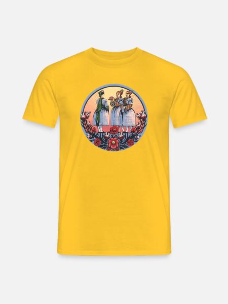 Sorbische Folklore – Brot und Tracht - Männer T-Shirt - Gelb