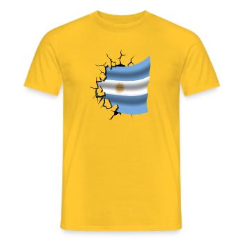 Drapeau de l’Argentine - Argentine - Drapeau Broken Des - T-shirt homme - jaune - Devant - AI Model Male 178 dark (178cm)