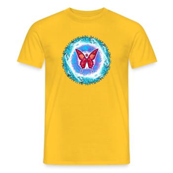 Leuchtender Schmetterling mit geistigem Muster - Männer T-Shirt - Gelb - Vorne - AI Model Male 178 dark (178cm)