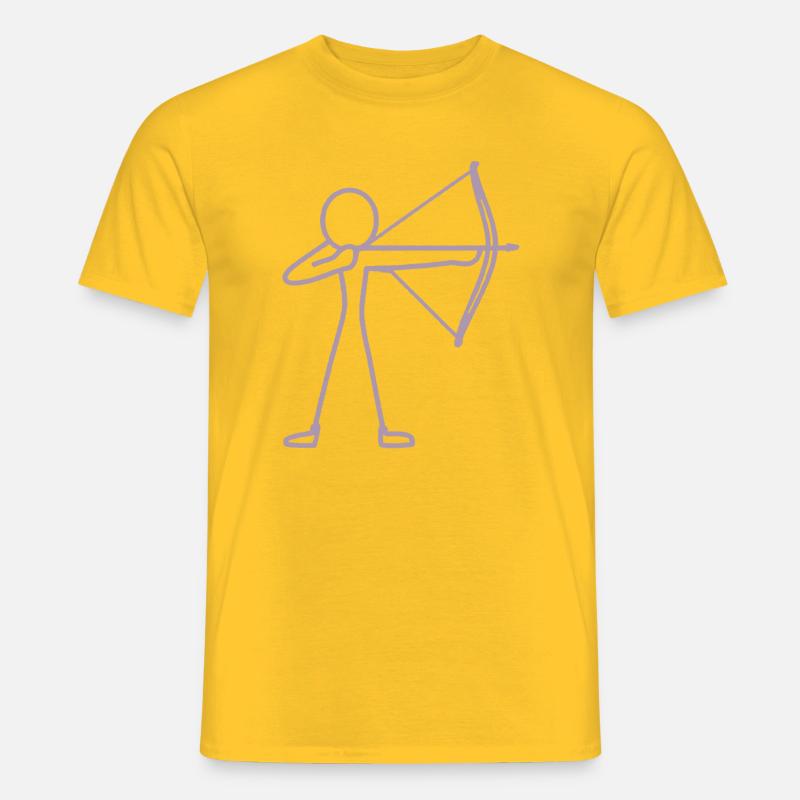 Strichmännchen Bogen Bogenschießen Bogenschütze - Männer T-Shirt - Gelb