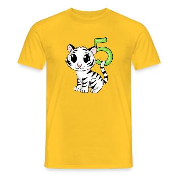 5 Birthday 5 years old with animal motif - five - Men's T-Shirt - yellow - Front - AI Model Male 178 dark (178cm)