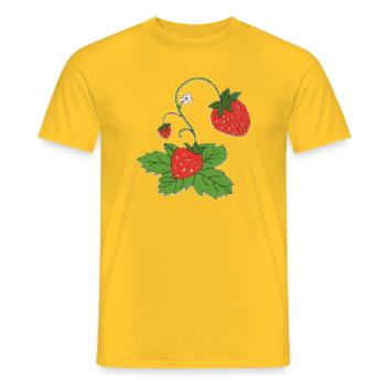 erdbeerpflanze impressionismus - Männer T-Shirt - Gelb - Vorne - AI Model Male 178 dark (178cm)