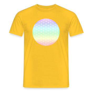 Blume des Lebens Pastell - 5. Dimension - Mandala - Männer T-Shirt - Gelb - Vorne - AI Model Male 178 dark (178cm)