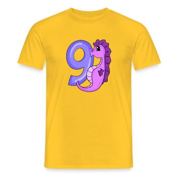 9e anniversaire Motif Seahorse - Neuf ans - T-shirt homme - jaune - Devant - AI Model Male 178 dark (178cm)