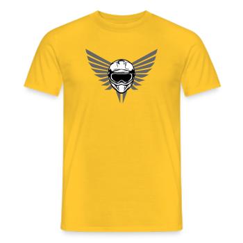 Motocross motorcycle helmet with wings - Men's T-Shirt - yellow - Front - AI Model Male 178 dark (178cm)