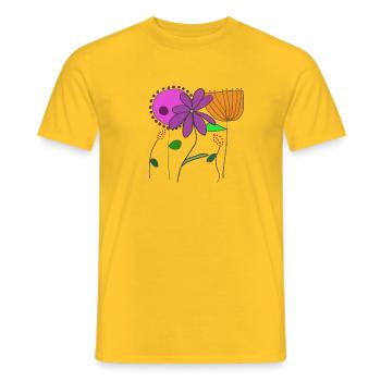 Floral motifs with colorful flowers and leaves - Men's T-Shirt - yellow - Front - AI Model Male 178 dark (178cm)