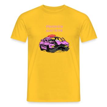 Monitrice auto-école - T-shirt homme - jaune - Devant - AI Model Male 178 dark (178cm)