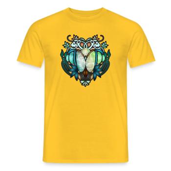 Art Nouveau ornament in transparent glass look - Men's T-Shirt - yellow - Front - AI Model Male 178 dark (178cm)