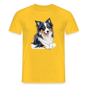 Border Collie - Männer T-Shirt - Gelb - Vorne - AI Model Male 178 dark (178cm)