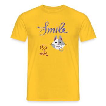 Sourire, Rire, Chat - T-shirt homme - jaune - Devant - AI Model Male 178 dark (178cm)