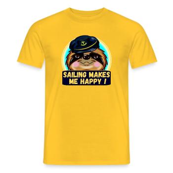 SAILING MAKES ME HAPPY SLOTH CAPTAIN - Men's T-Shirt - yellow - Front - AI Model Male 178 dark (178cm)