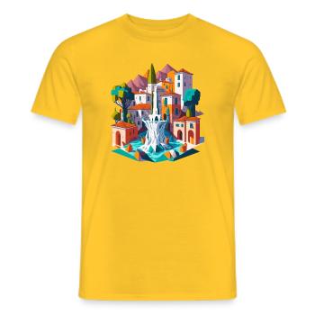 Place du village andalou - T-shirt homme - jaune - Devant - AI Model Male 178 dark (178cm)