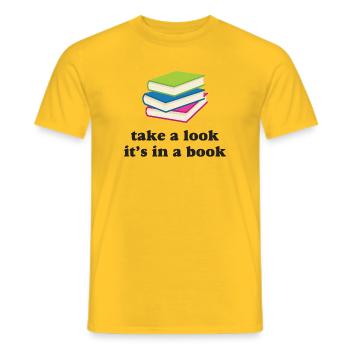 Jetez un coup d’œil, c’est dans un livre - T-shirt homme - jaune - Devant - AI Model Male 178 dark (178cm)