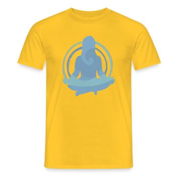 Conception de silhouettes de méditation Boho Yoga - T-shirt homme - jaune - Devant - AI Model Male 178 dark (178cm)