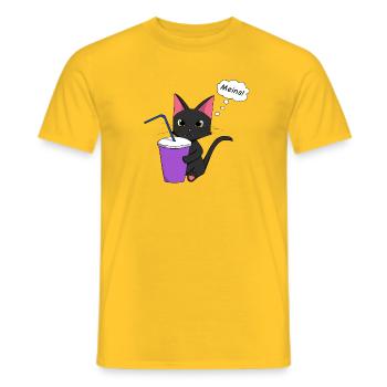 Verspielte Katzenillustration mit Getränk - Männer T-Shirt - Gelb - Vorne - AI Model Male 178 dark (178cm)