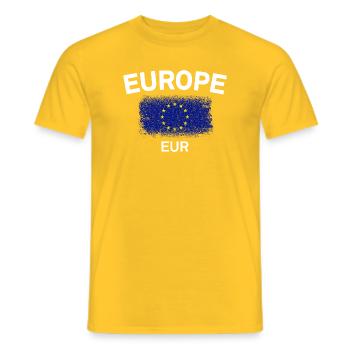 Europe Circle Flag Brush - Men's T-Shirt - yellow - Front - AI Model Male 178 dark (178cm)