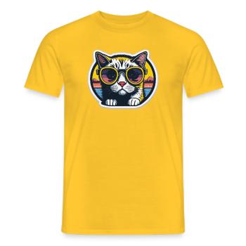 Chat avec lunettes - T-shirt homme - jaune - Devant - AI Model Male 178 dark (178cm)