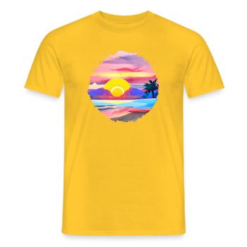 Summer Sunset Beach Watercolor - Men's T-Shirt - yellow - Front - AI Model Male 178 dark (178cm)