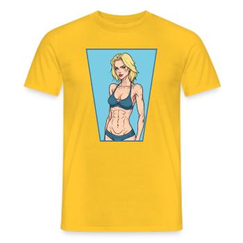 Fitness Mädchen - Männer T-Shirt - Gelb - Vorne - AI Model Male 178 dark (178cm)