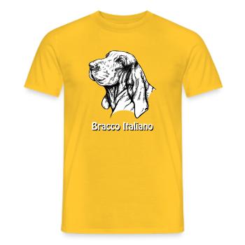 Bracco Italiano Portrait with text - Men's T-Shirt - yellow - Front - AI Model Male 178 dark (178cm)
