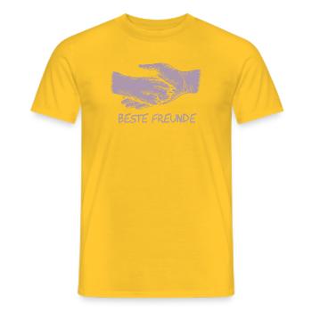 Hund und Herrchen - Hand und Pfote Silhouette - Männer T-Shirt - Gelb - Vorne - AI Model Male 178 dark (178cm)