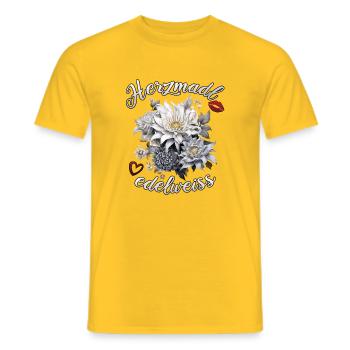 Trachtenshirt Herzmadl Edelweiss Dirndl Damen - Männer T-Shirt - Gelb - Vorne - AI Model Male 178 dark (178cm)