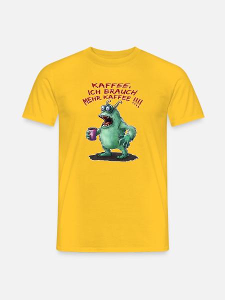 Kaffee, ich brauche mehr Kaffee !!!! - Männer T-Shirt - Gelb