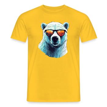 Cool polar bear with sunglasses - Men's T-Shirt - yellow - Front - AI Model Male 178 dark (178cm)