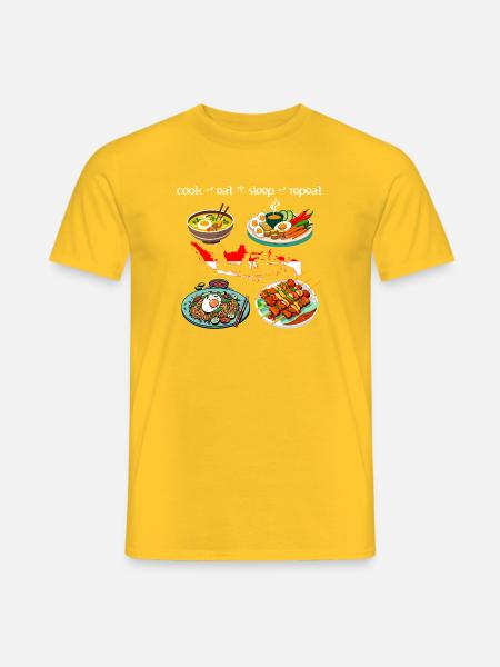 Indonesische keuken - Nasi Goreng - Sate - Soto - Heren T-shirt - geel