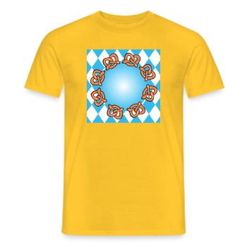 VOLKSFEST DEUTSCHLAND BAYERN BRETZEL BREZEL - Männer T-Shirt - Gelb - Vorne - AI Model Male 178 dark (178cm)