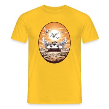 Chars avec colombes de la paix - T-shirt homme - jaune - Devant - AI Model Male 178 dark (178cm)