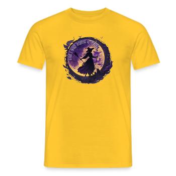 Mondzauber Hexe unter Nachtmond Halloween - Männer T-Shirt - Gelb - Vorne - AI Model Male 178 dark (178cm)