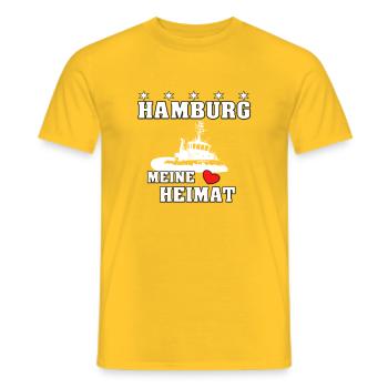 Hamburg Heimat mit Schlepper - Männer T-Shirt - Gelb - Vorne - AI Model Male 178 dark (178cm)