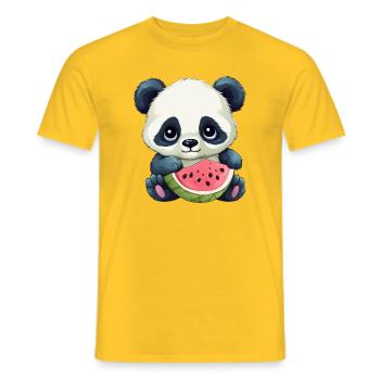 Panda mignon à la pastèque - T-shirt homme - jaune - Devant - AI Model Male 178 dark (178cm)