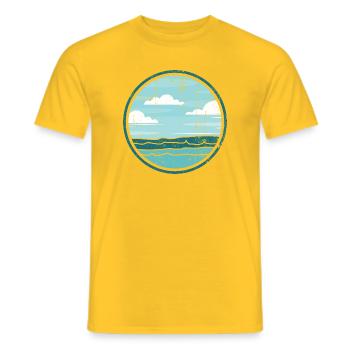 Circular Ocean Horizon Emblem in Teal - Men's T-Shirt - yellow - Front - AI Model Male 178 dark (178cm)
