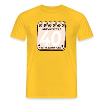 40. Geburtstag - Geburtstagsliste VIERZIG - Männer T-Shirt - Gelb - Vorne - AI Model Male 178 dark (178cm)