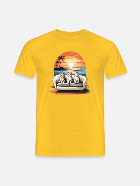 Katzen am Meer - Männer T-Shirt - Gelb