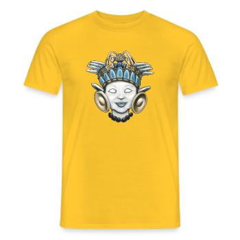 Aztec-inspired portrait in blue color - Men's T-Shirt - yellow - Front - AI Model Male 178 dark (178cm)