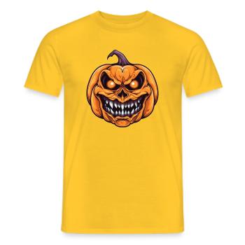 Citrouille effrayante d’Halloween avec visage - T-shirt homme - jaune - Devant - AI Model Male 178 dark (178cm)