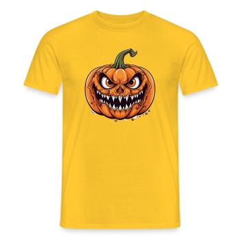 Citrouille d’Halloween effrayante avec un visage maléfique - T-shirt homme - jaune - Devant - AI Model Male 178 dark (178cm)