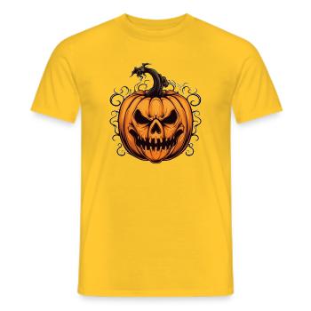 Spooky Jack-o'-lantern Halloween Design - Men's T-Shirt - yellow - Front - AI Model Male 178 dark (178cm)