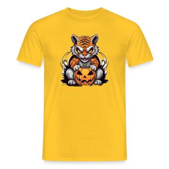 Grim Tiger Halloween Design - T-shirt homme - jaune - Devant - AI Model Male 178 dark (178cm)