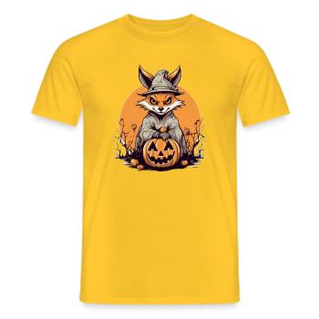 Grim Fox in the Witch's Forest - Men's T-Shirt - yellow - Front - AI Model Male 178 dark (178cm)