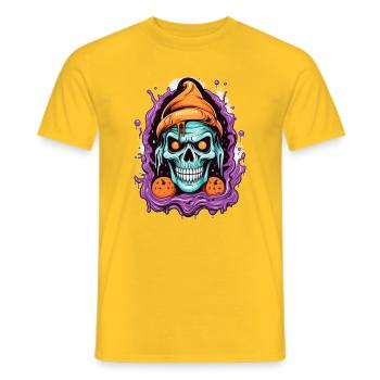 Graffiti Skull with Halloween Elements - Men's T-Shirt - yellow - Front - AI Model Male 178 dark (178cm)