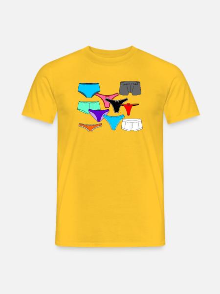 Dessous-Logo mit Slip und Unterhose - Männer T-Shirt - Gelb