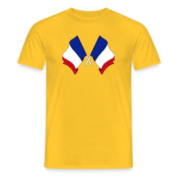 Deux drapeaux France - T-shirt homme - jaune - Devant - AI Model Male 178 dark (178cm)