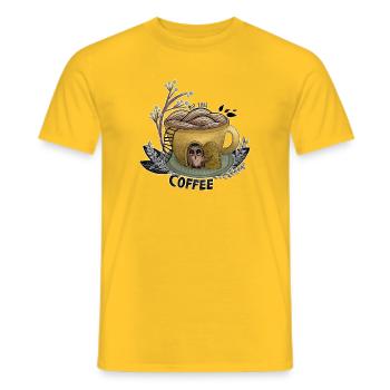 But First Coffee Owl - Men's T-Shirt - yellow - Front - AI Model Male 178 dark (178cm)