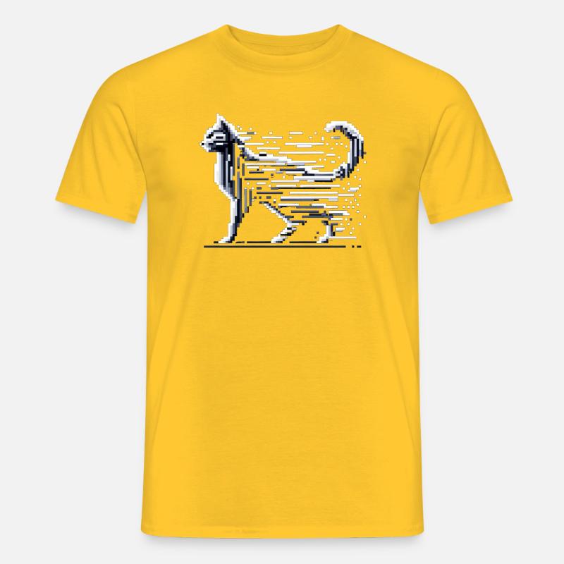 Pixel Katze - Männer T-Shirt - Gelb
