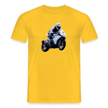 Motocyclette - T-shirt homme - jaune - Devant - AI Model Male 178 dark (178cm)