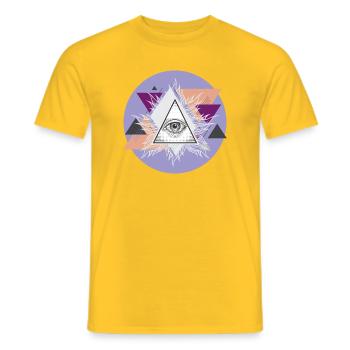 Geometric Triangular Eye with Auras - Men's T-Shirt - yellow - Front - AI Model Male 178 dark (178cm)